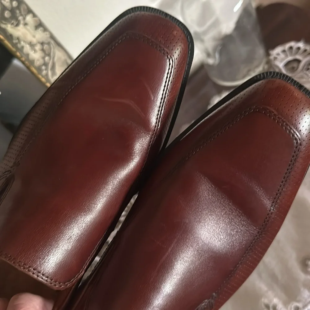 Ecco Brown Leather Slip On Loafers Men Size 10 Casual Dressy Office Business